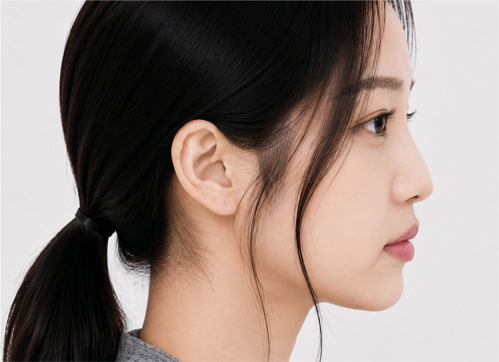 입체감 있는 콧대 라인 before