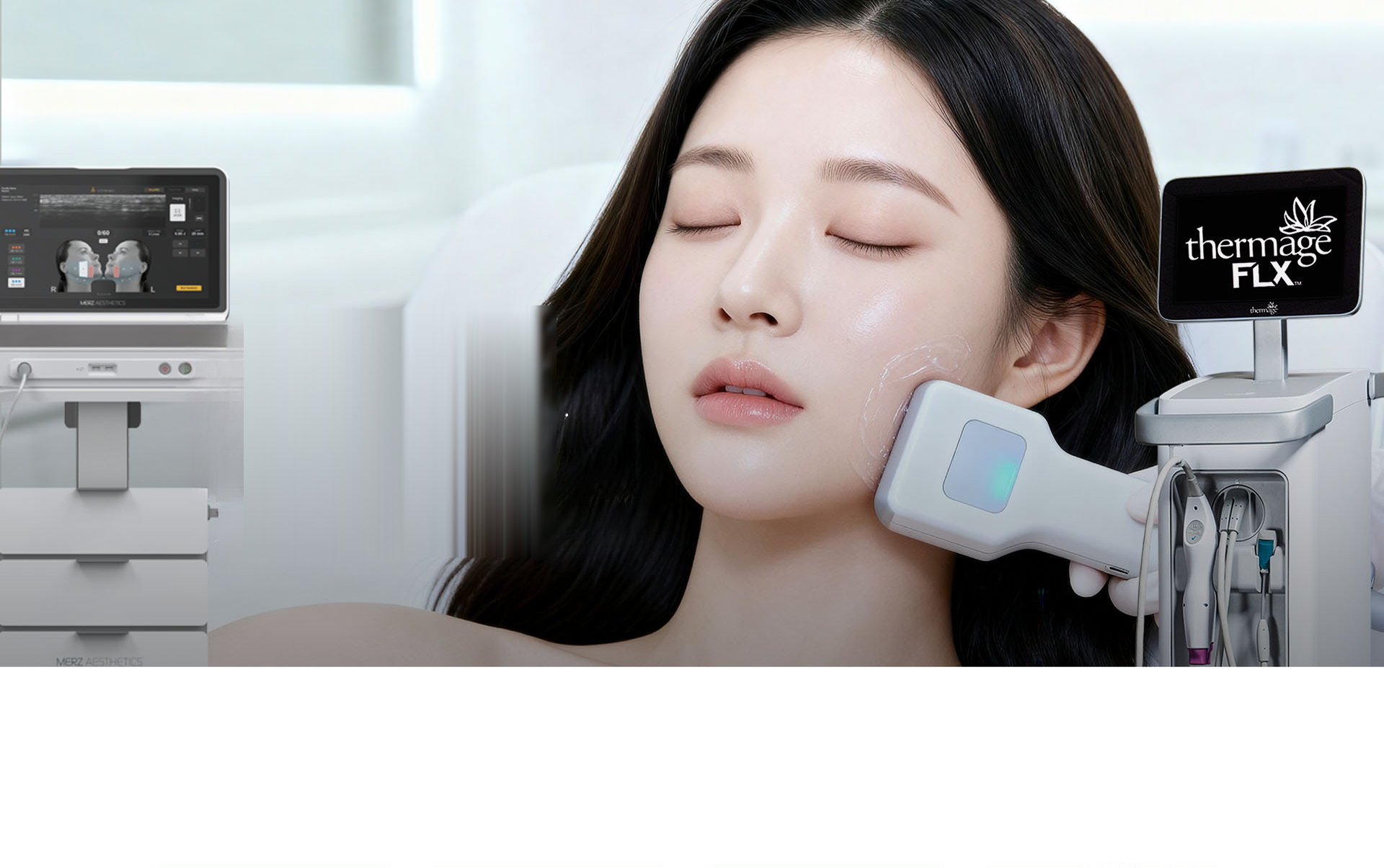 현대미학 최첨단 의료기기 — 써마지 FLX 시술을 받는 모델